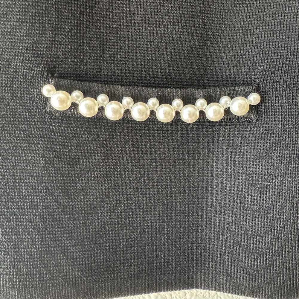 *SOLD* 
Sandro Black Faux Pearl Beaded Sorbonne Cardigan Size Small - Picture 7 of 12